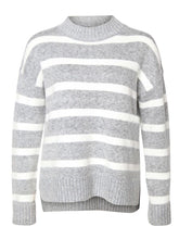 Load image into Gallery viewer, Grey/Ivory Striped Sweater
