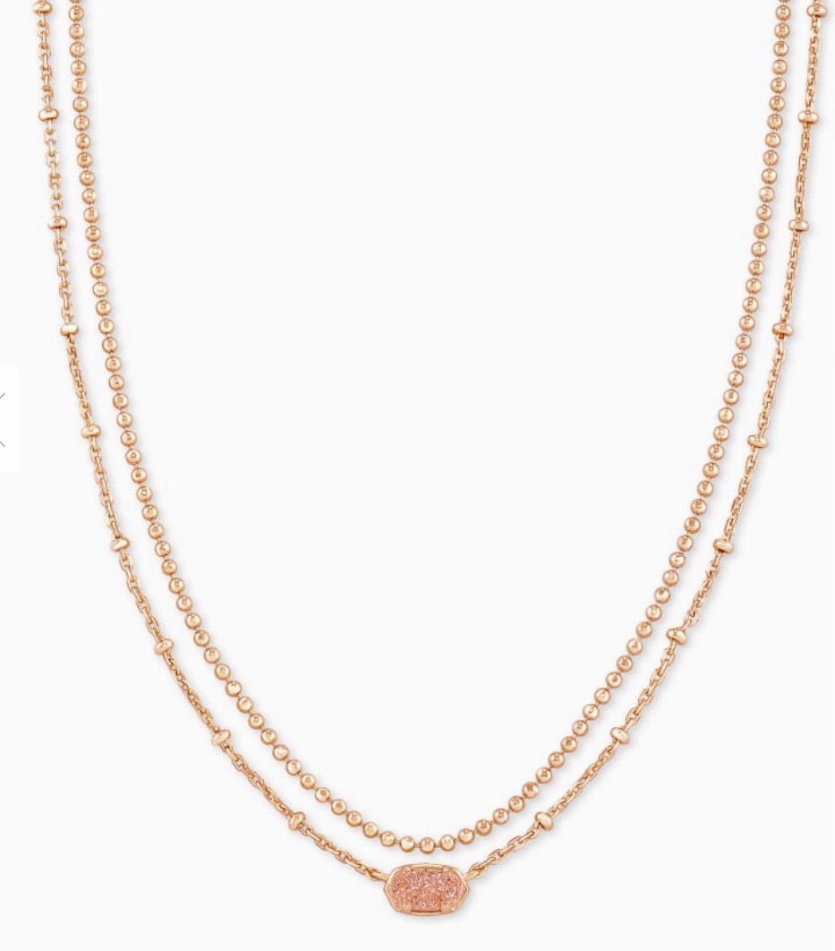 Emilie Rose Gold Multi Strand Necklace In Sand Drusy