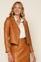 Load image into Gallery viewer, Camel Leather Moto Jacket
