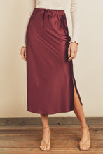 Load image into Gallery viewer, Satin Drawstring Midi Slip Skirt
