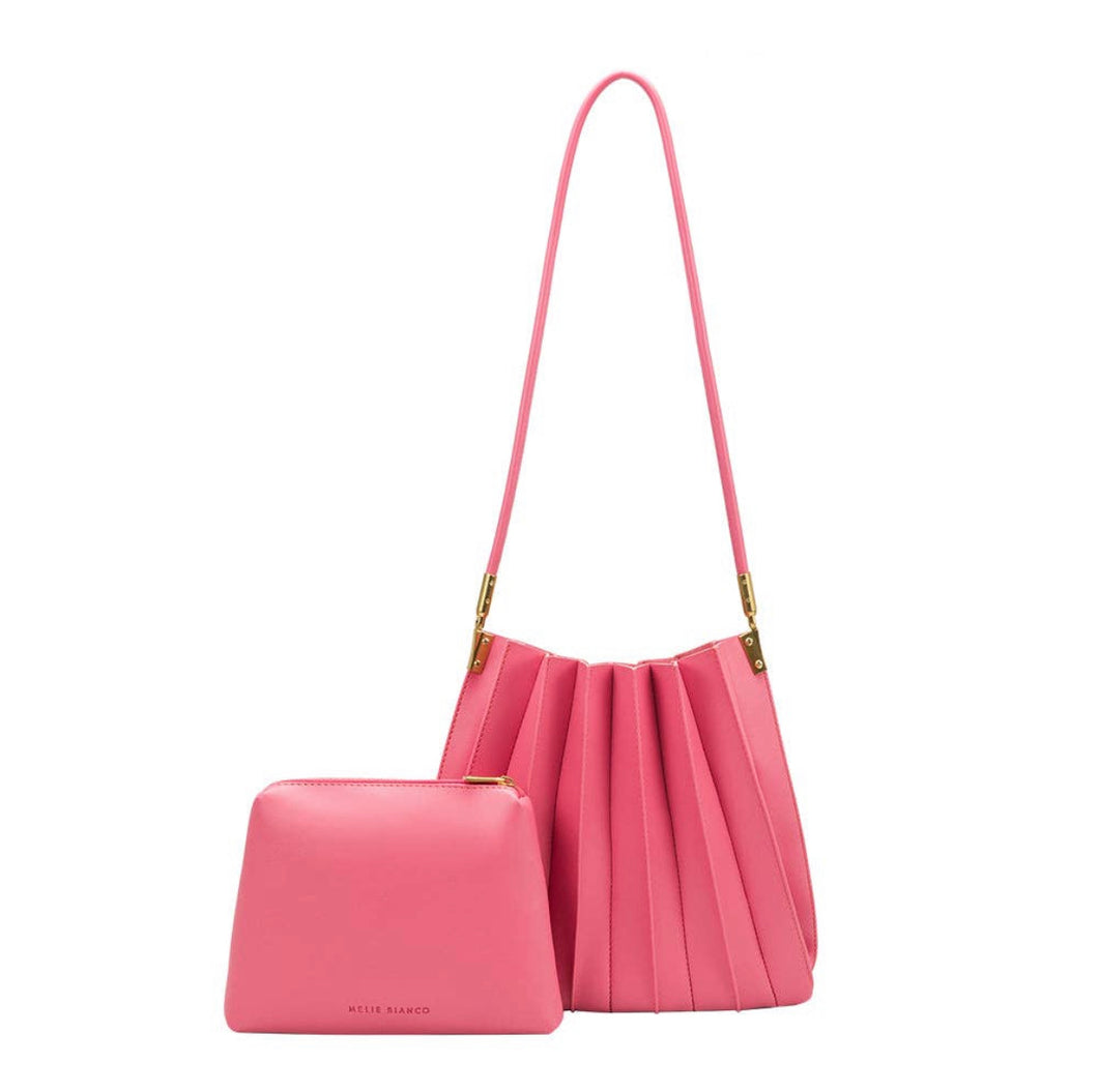 Carrie Medium Pleated Shoulder Bag in Pink