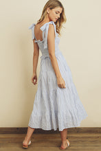 Load image into Gallery viewer, Ari Striped Tie Shoulder Smocked Midi Dress
