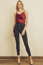 Load image into Gallery viewer, Burgundy Satin Cowl Neck Cami Bodysuit
