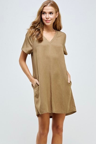 V-neck Shift Dress