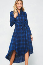 Load image into Gallery viewer, Button Up Asymmetrical Plaid Dress
