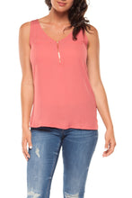 Load image into Gallery viewer, V-Neck Zipper Contrast Blouse

