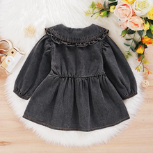 Load image into Gallery viewer, Grey Bib Collar Denim Dress

