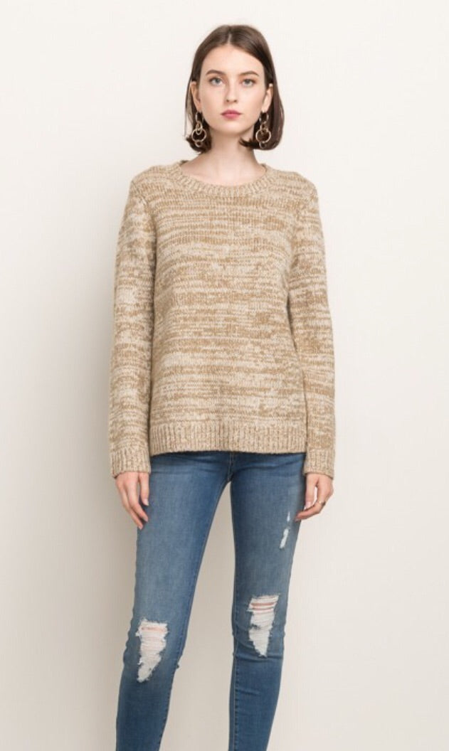 Crewneck Sweater with Back Woven Detail