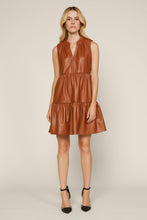Load image into Gallery viewer, Vegan Leather Sleeveless Tier Dress
