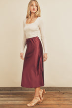 Load image into Gallery viewer, Satin Drawstring Midi Slip Skirt
