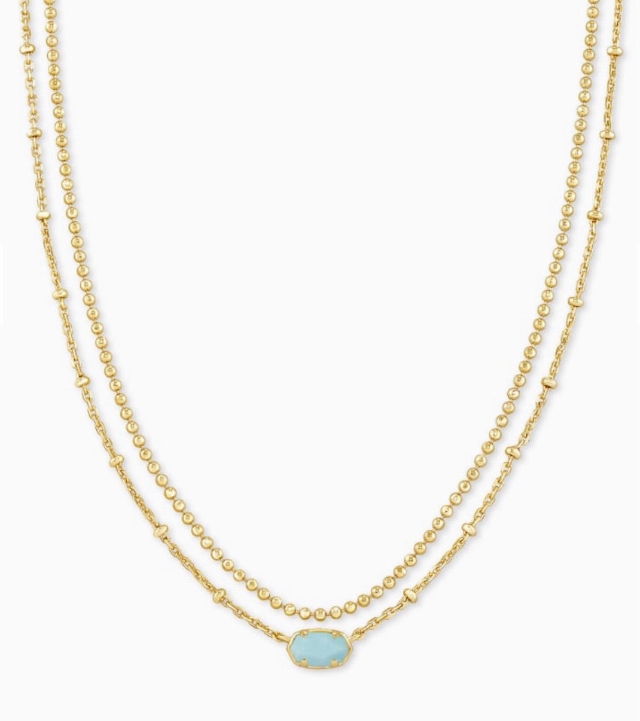 Emilie Gold Multi Strand Necklace in Blue Magnesite