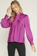 Load image into Gallery viewer, Orchid Satin Cross Front Blouse
