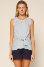 Load image into Gallery viewer, Sleeveless Stripe Tie Front Tank
