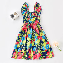 Load image into Gallery viewer, Little Girls Floral Print Ruffle Sleeve Dress
