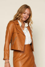 Load image into Gallery viewer, Camel Leather Moto Jacket
