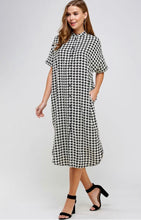Load image into Gallery viewer, Houndstooth Button Up Shirt Dress
