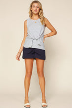 Load image into Gallery viewer, Sleeveless Stripe Tie Front Tank
