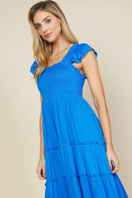 Load image into Gallery viewer, Blue Smock Midi Dress
