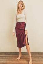 Load image into Gallery viewer, Satin Drawstring Midi Slip Skirt

