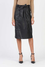 Load image into Gallery viewer, Self Tie Faux Leather Midi Skirt
