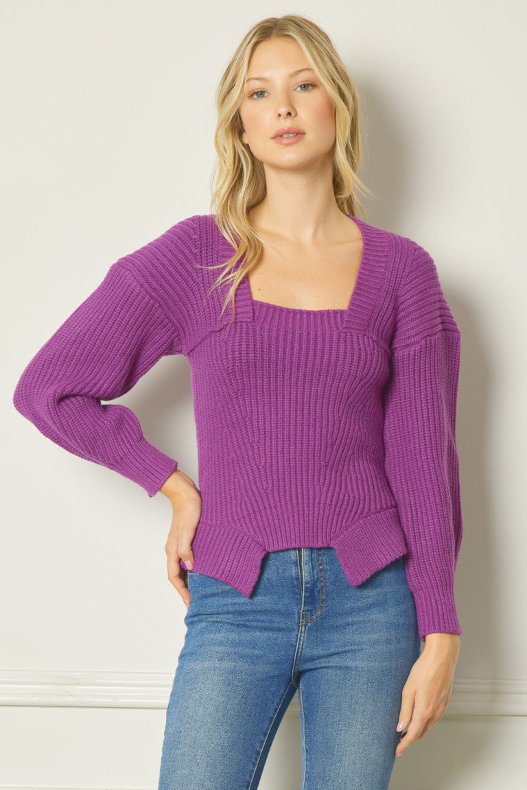 Square Neck Long Sleeve Sweater