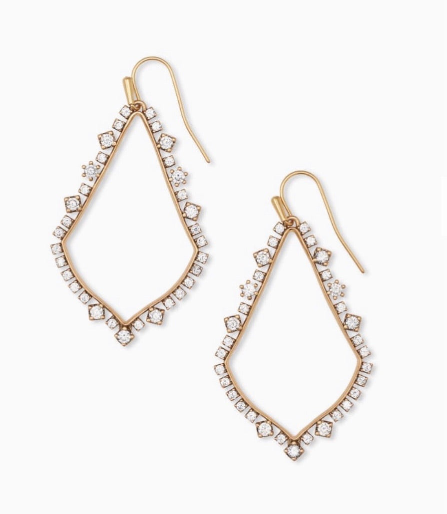 Sophee Crystal Drop Earrings Vintage Gold