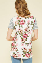 Load image into Gallery viewer, Floral Stripe Tie Knit Top
