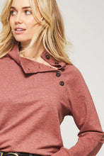Load image into Gallery viewer, Mock Neck Side Button Knit Top
