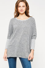 Load image into Gallery viewer, Black/Grey Striped Blush Pullover
