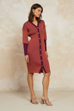 Load image into Gallery viewer, Contrast Button Down Sweater Dress

