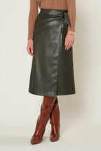 Load image into Gallery viewer, Midi Faux Leather Tied Wrap Skirt
