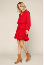 Load image into Gallery viewer, Textured Long Sleeve Ruffle Dress
