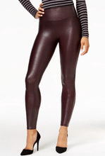 Load image into Gallery viewer, SPANX Burgundy Faux Leather Leggings
