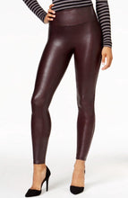 Load image into Gallery viewer, SPANX Burgundy Faux Leather Leggings
