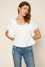 Load image into Gallery viewer, Lace Sleeve Peplum Knit Top
