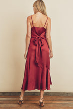 Load image into Gallery viewer, Satin Tie-Back Slit Midi Dress
