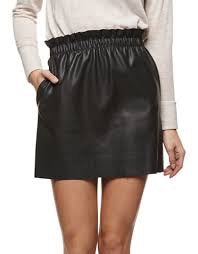 FAUX LEATHER SKIRT W/POCKETS