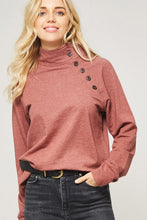 Load image into Gallery viewer, Mock Neck Side Button Knit Top
