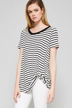 Load image into Gallery viewer, Black Stripe Knit Knotted Tee
