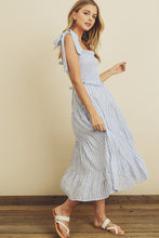 Load image into Gallery viewer, Ari Striped Tie Shoulder Smocked Midi Dress
