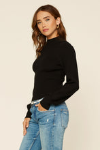 Load image into Gallery viewer, Black Mock Neck Balloon Sleeve Knit Sweater
