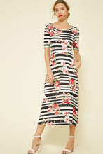 Load image into Gallery viewer, Floral Print Midi Dress with Pockets
