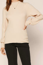 Load image into Gallery viewer, Cream Mock Neck Balloon Sleeve Knit Sweater
