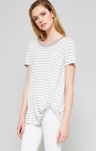 Load image into Gallery viewer, Grey Stripe Knit Knotted Tee

