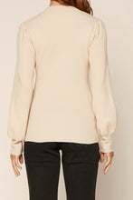 Load image into Gallery viewer, Cream Mock Neck Balloon Sleeve Knit Sweater

