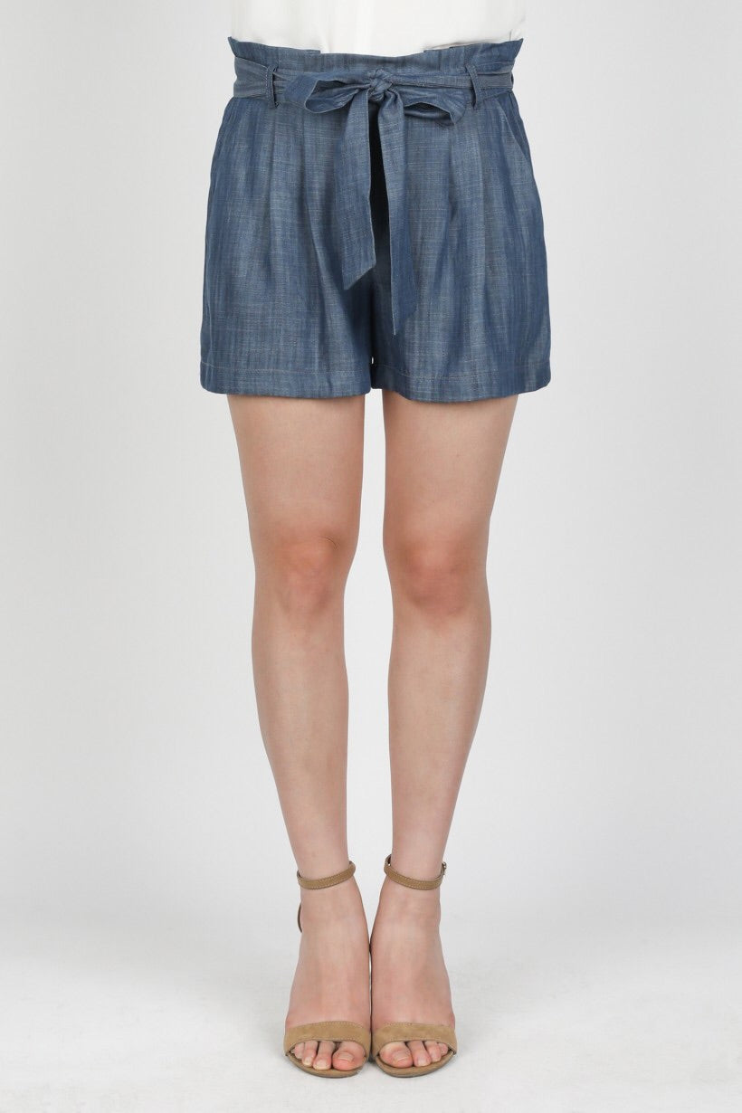 Chambray Waist Tie Shorts