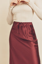 Load image into Gallery viewer, Satin Drawstring Midi Slip Skirt
