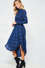 Load image into Gallery viewer, Button Up Asymmetrical Plaid Dress
