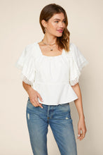 Load image into Gallery viewer, Lace Sleeve Peplum Knit Top
