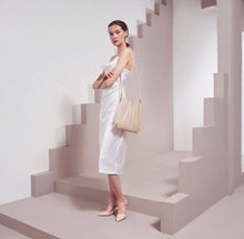 Load image into Gallery viewer, Carrie Medium Pleated Shoulder Bag in Bone
